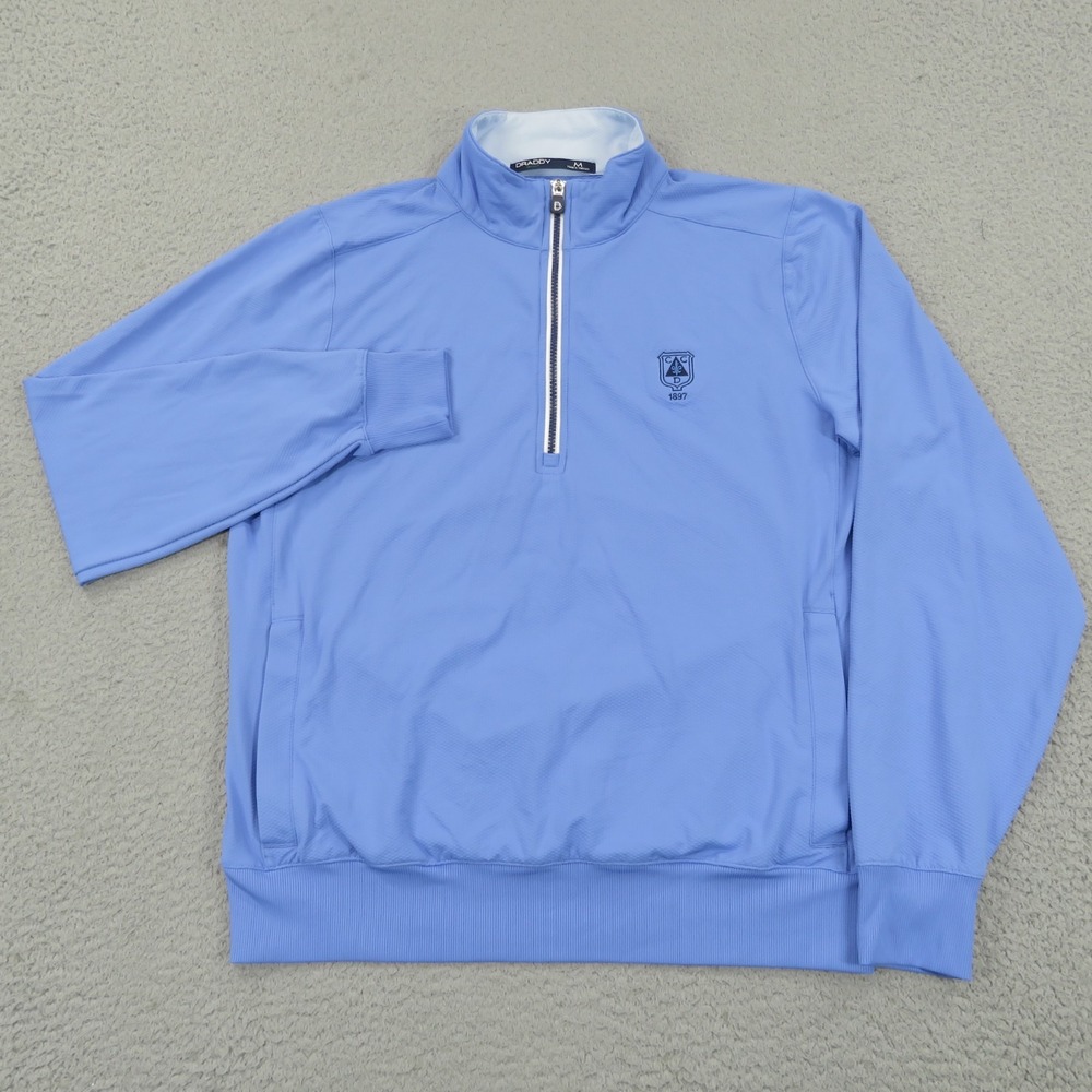 B Draddy Mens Medium 1/4 Zip Sport Golf Pullover Detroit CC Blue Sweater